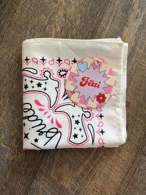 White and Pink Bride Printed Hair Scarf